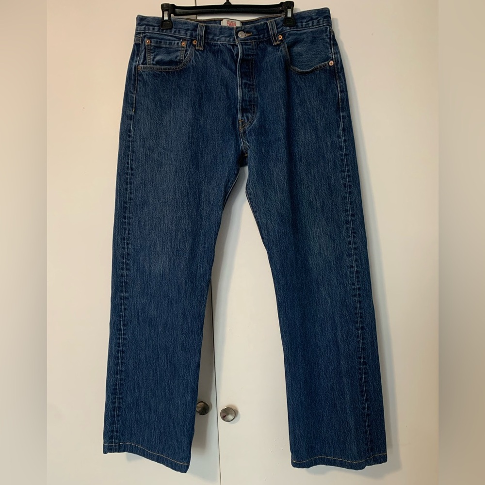 Levi’s 501 Classic Straight-Leg Blue Denim Jeans with a Button Fly